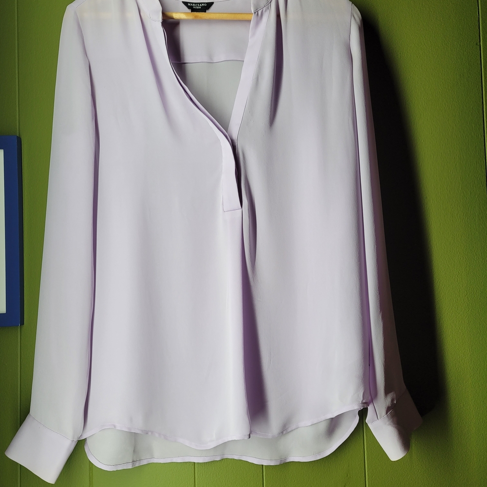 Guess Marciano Women's Silk Blouse Pale Lavender